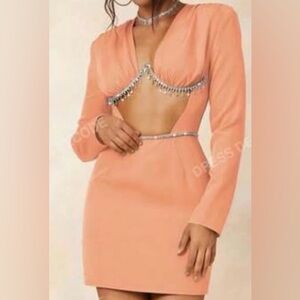 Dress Code Elegant Peach Cut-Out Dress